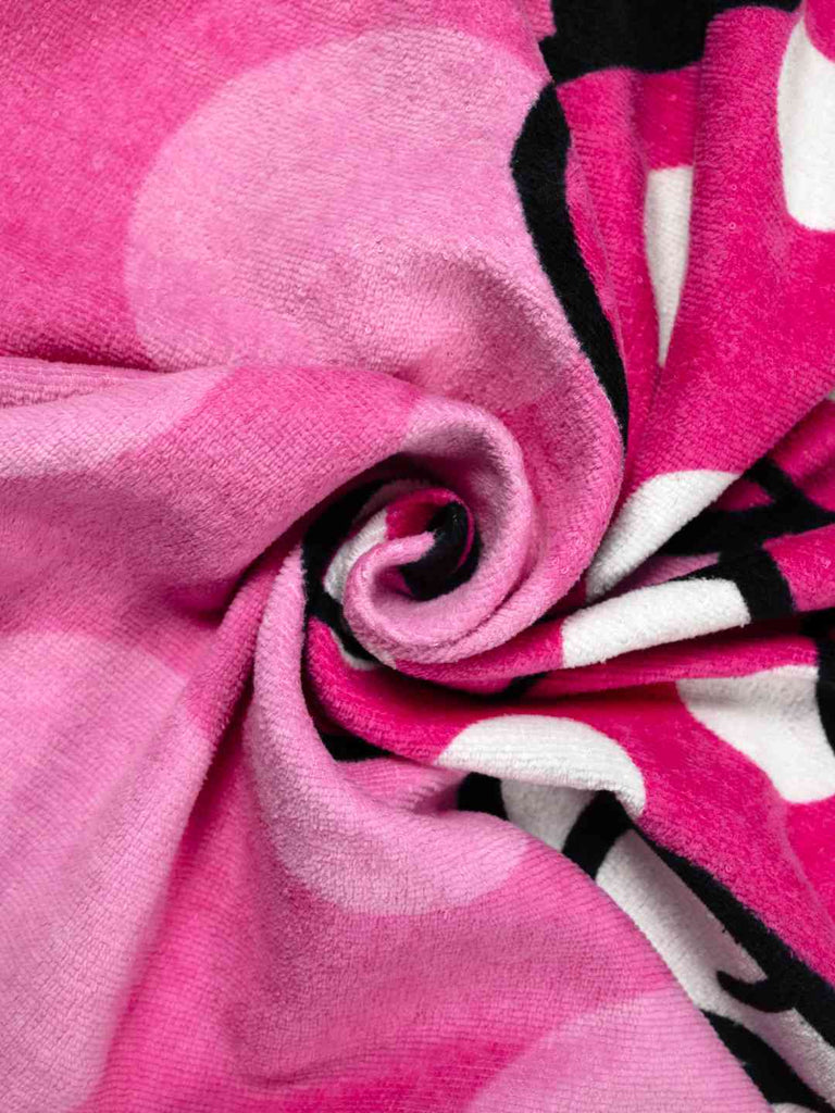 Yellow Bee Girl's Disney Minnie Mouse Bath Towel With Bow & Polka Design (300 GSM) - Pink, 28" X 60"- Showing Fabric