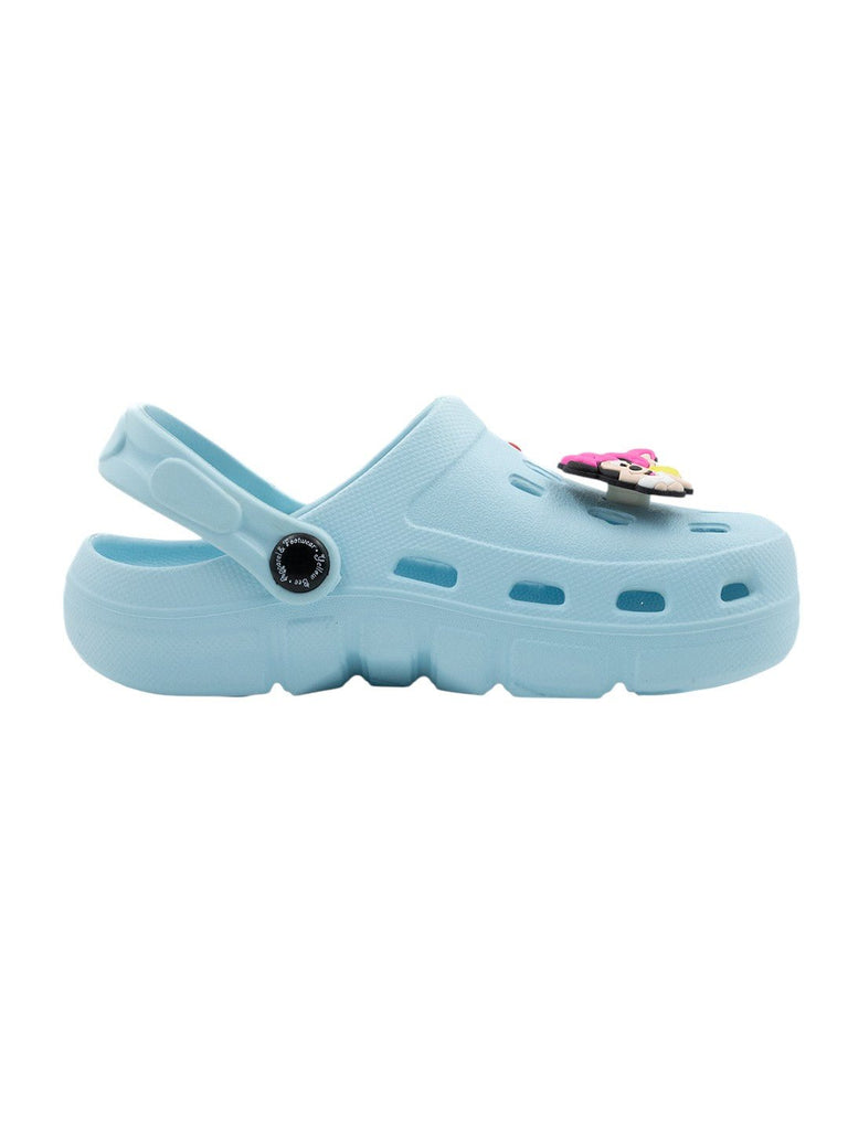 Yellow Bee Girls’ Disney Minnie Mouse Clogs with 3D Character & Bow Charms – Light Blue-Side View