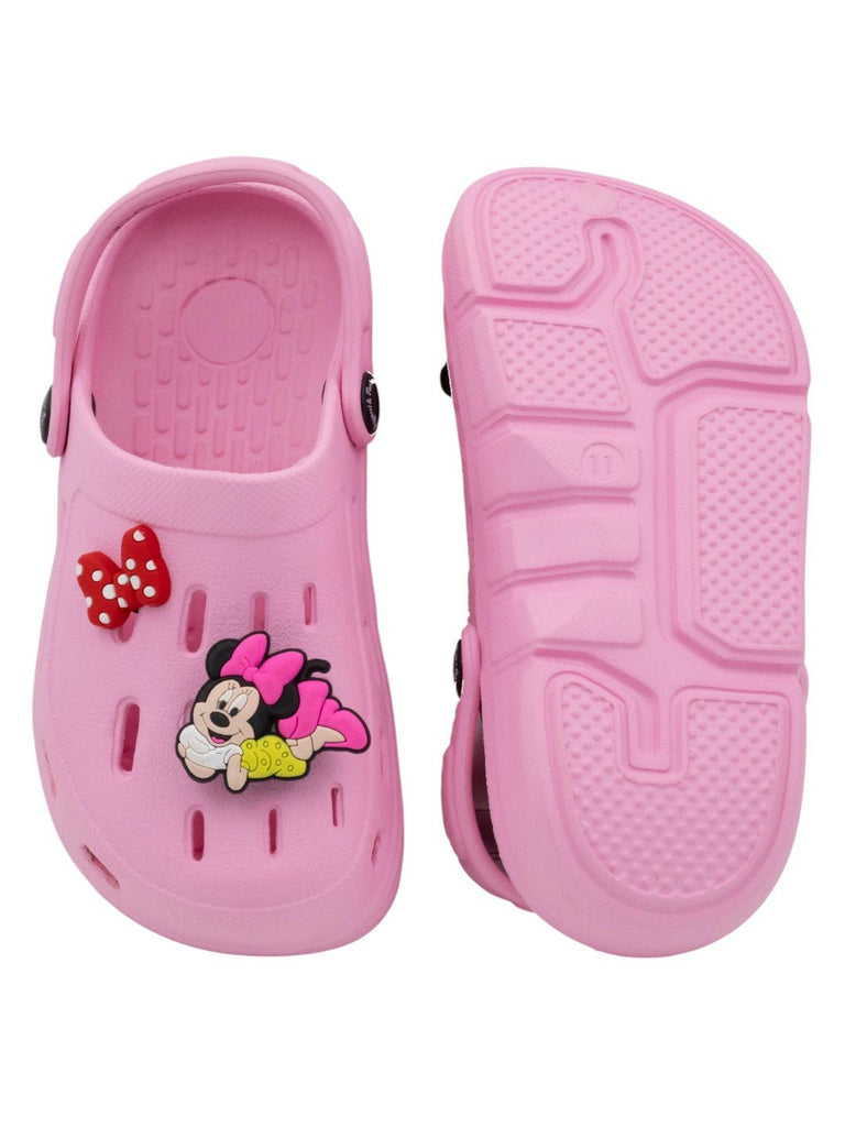 Yellow_Bee_Girls_Disney_Minnie_Mouse_Clogs_with_3D_Character_Bow_Charms_Pink_-_Front_Back_View
