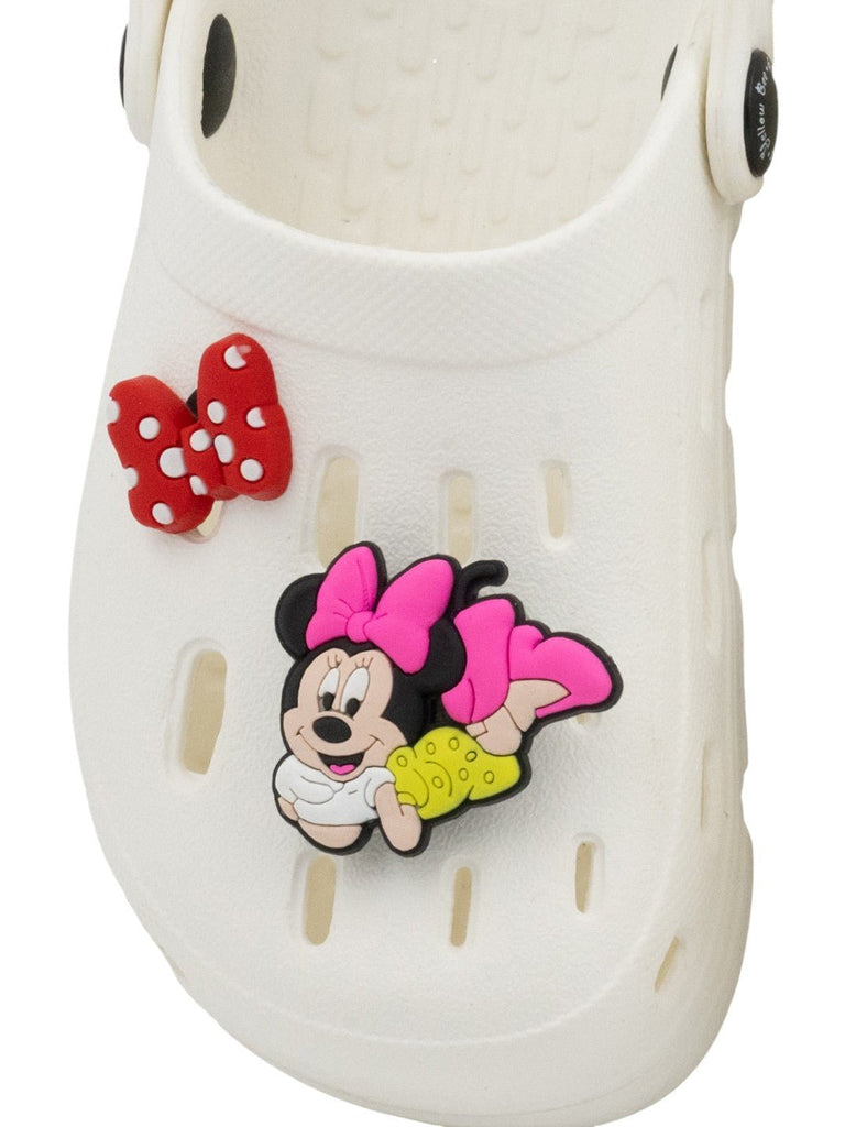 YellowBeeGirls_DisneyMinnieMouseClogswith3DCharacter_BowCharms_White-FrontView