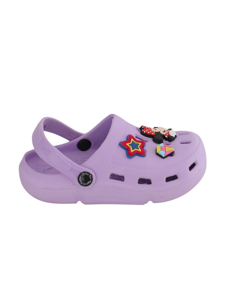 Yellow Bee Girls’ Disney Minnie Mouse Clogs with Star & Gem Charms – Purple-Side view-1