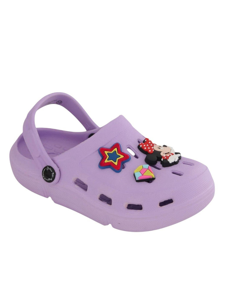 Yellow Bee Girls’ Disney Minnie Mouse Clogs with Star & Gem Charms – Purple-Angle view-1