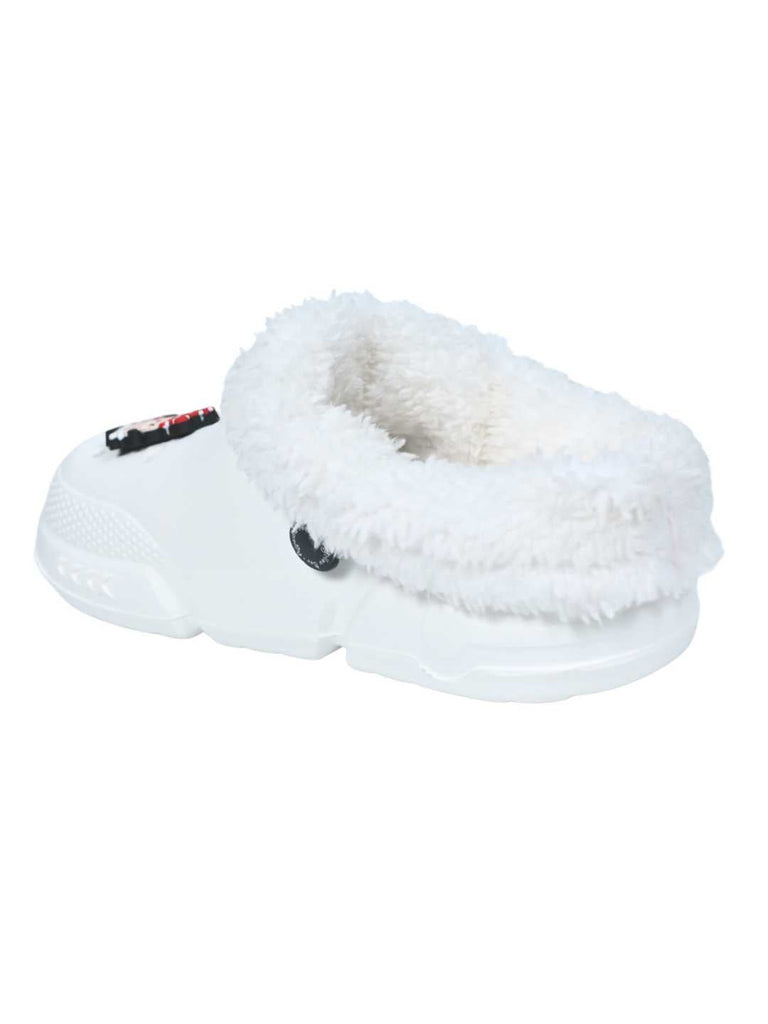 Yellow Bee Girls’ Disney Minnie Mouse & Daisy Duck Fur Lined Winter Clogs - White-Back View