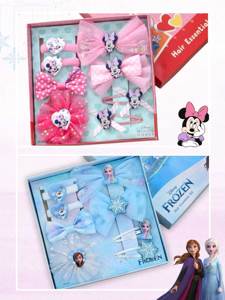 Yellow Bee Girl's Disney Minnie Mouse & Frozen Elsa Hair Accessory Gift Set- 16 Pieces-Creative View
