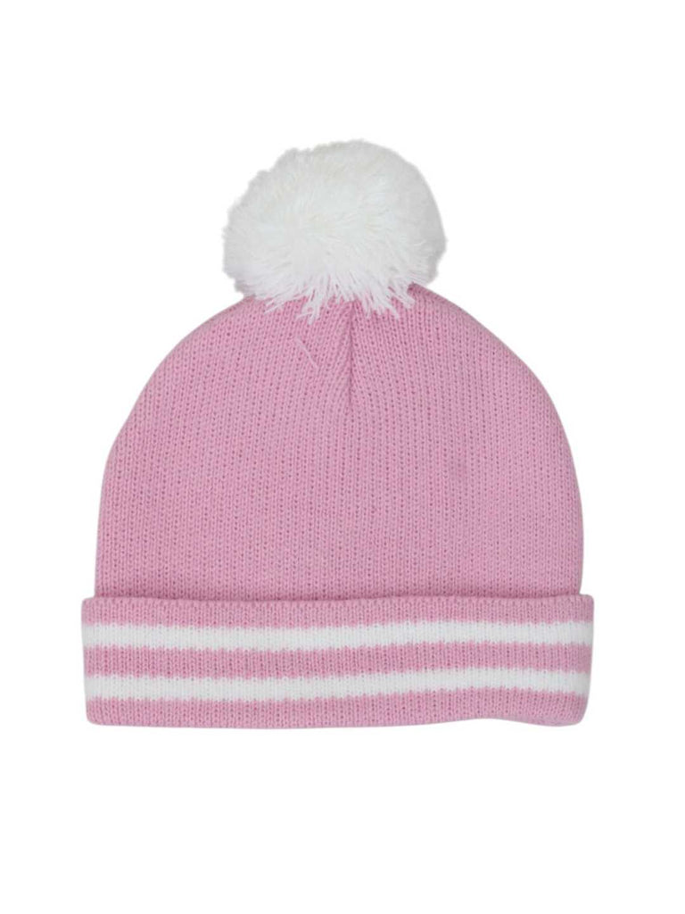 Yellow Bee Girl's Disney Minnie Mouse Pom Pom Winter Hat With Gloves Set- Pink-Back View