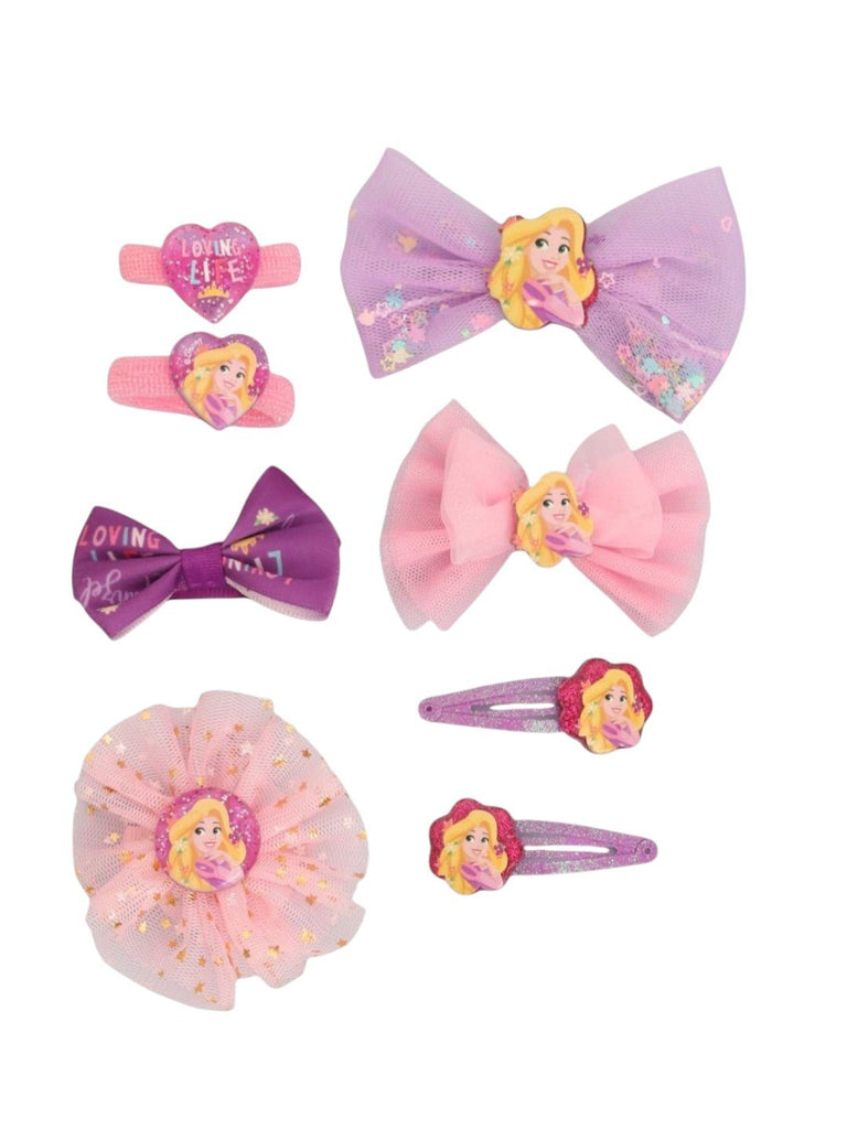 Yellow Bee Girl's Disney Minnie Mouse, Princess Jasmine, Frozen Elsa & Rapunzel Hair Accessories Set- 40 Pieces-Full Close up view