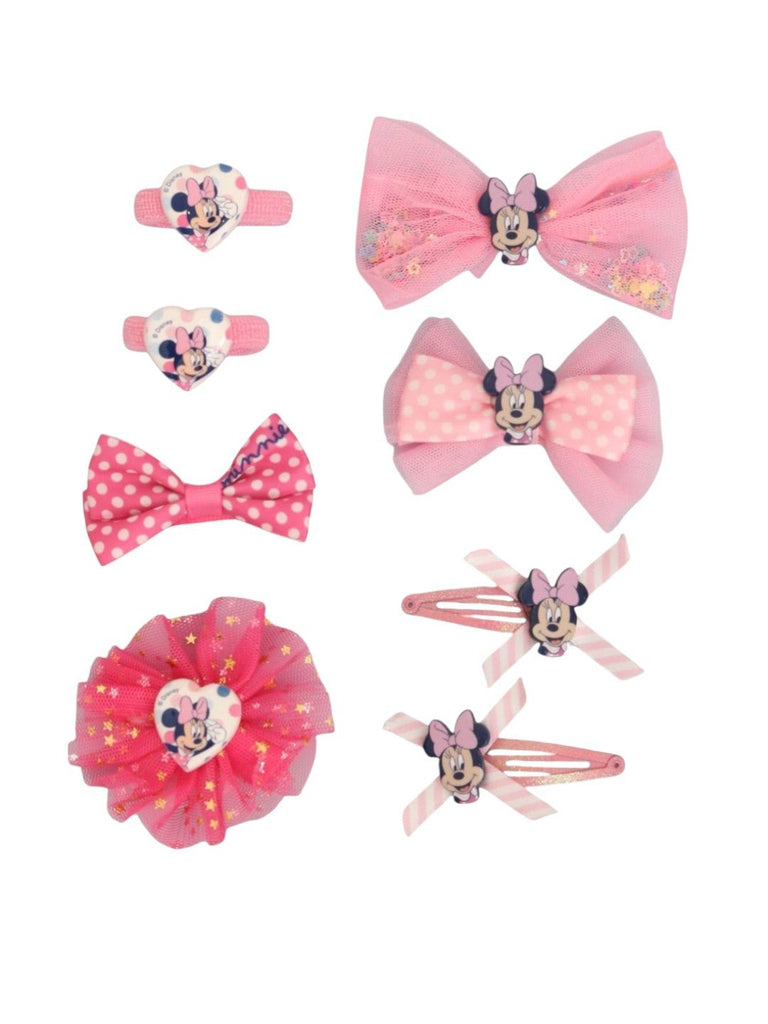 Yellow Bee Girl's Disney Minnie Mouse & Rapunzel Hair Essentials Gift Set- 24 Pieces-Close up view-2