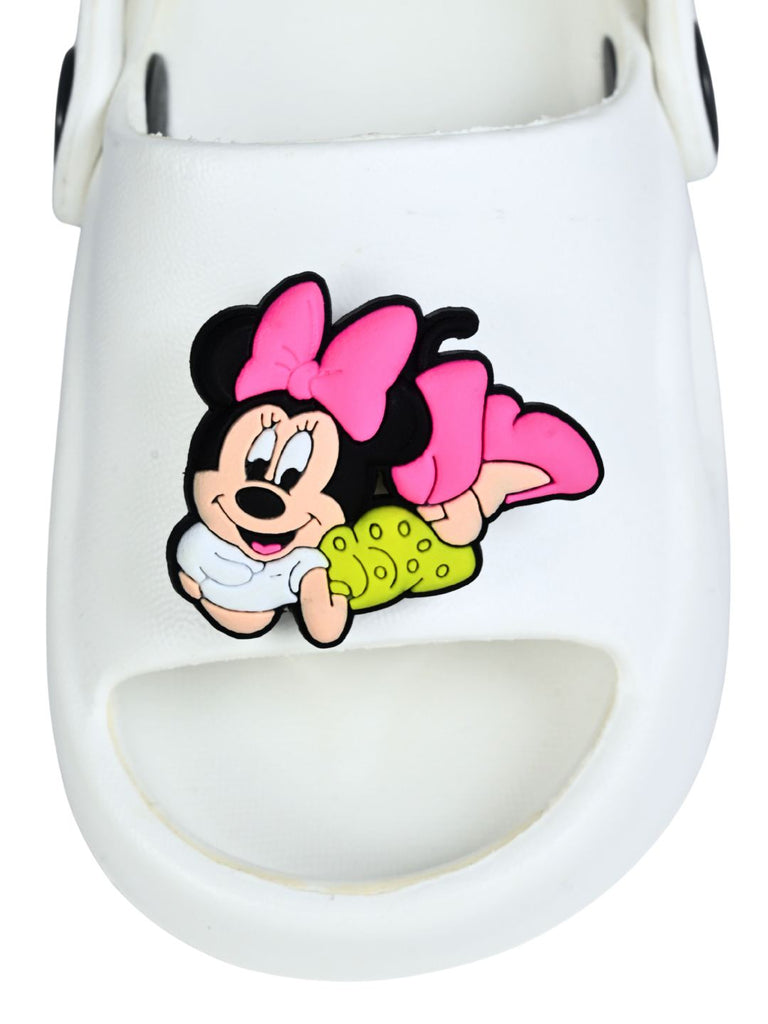 Sweet & Trendy Minnie Mouse Rotating Charm Sandals for Girls – White Front View