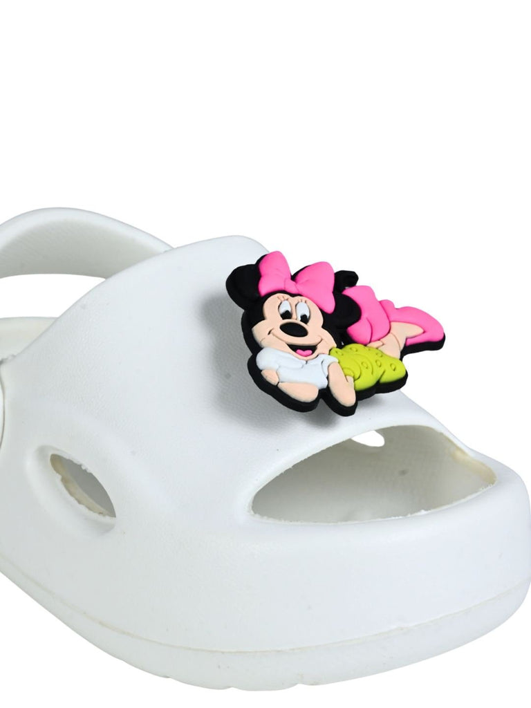 Sweet & Trendy Minnie Mouse Rotating Charm Sandals for Girls – White Close Up View