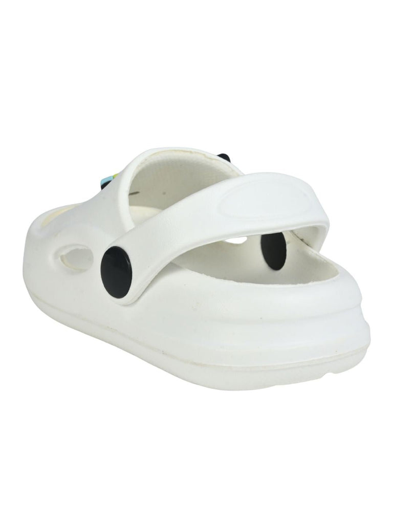 Yellow Bee Girl's Disney Minnie Mouse Sandals with Star, Gem & Smile Charms- White Back View