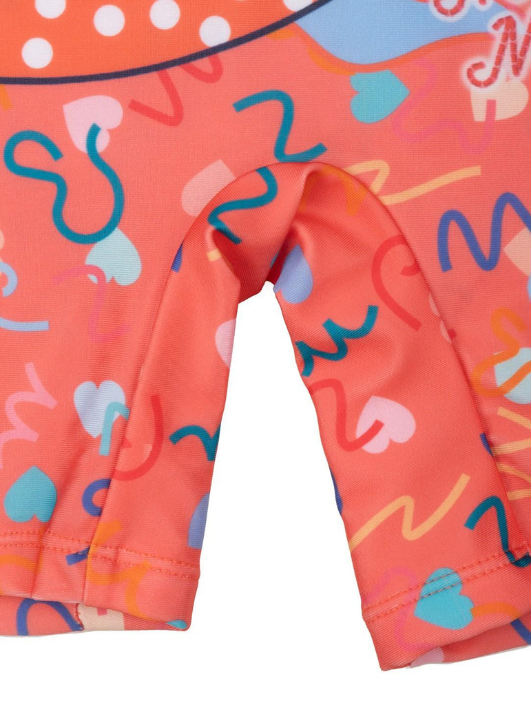 Yellow Bee Girls’ Disney Minnie Mouse One-Piece Swimsuit – Pink with Heart & Polka Dot Print-Bottom View