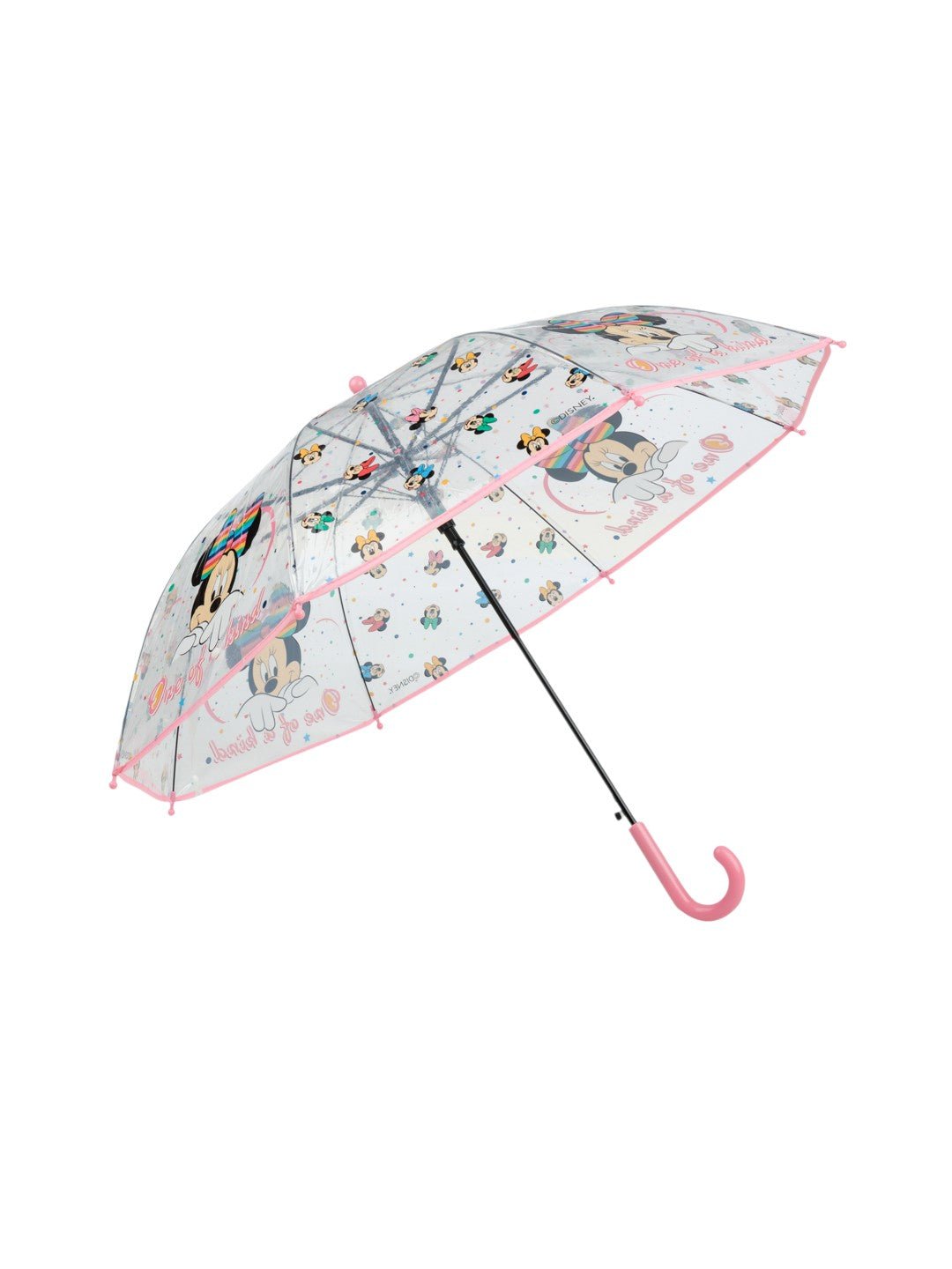 Yellow Bee Girls’ Disney Minnie Mouse Transparent Umbrella with Colorful Bow, Star Cute Dot Print