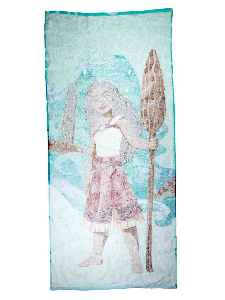 Yellow Bee Girls Disney Moana Bath Towel Ocean Explorer Design with Paddle Print (300 GSM) - Multi, 28" X 58"- Back View