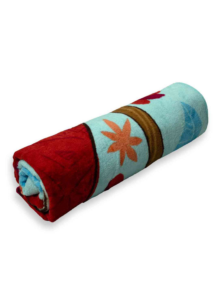 Yellow Bee Girls Disney Moana Bath Towel With Paddle & Flower Motifs Design (300 GSM) - Multi, 28" X 58- Showing Folding View