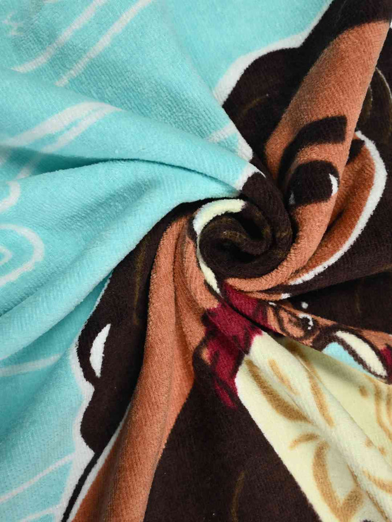 Yellow Bee Girls’ Disney Moana Island Spirit Bath Towel With Ocean Adventure Design (300 GSM) - Multi, 28 X 58 Inches- Showing Fabric