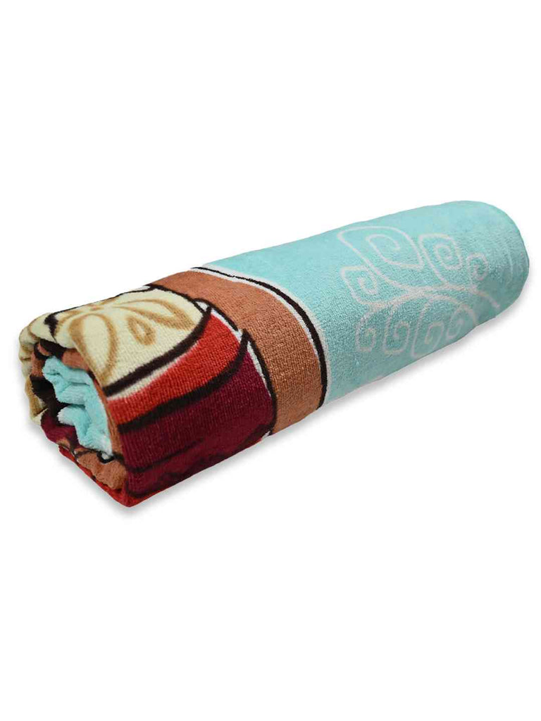 Yellow Bee Girls’ Disney Moana Island Spirit Bath Towel With Ocean Adventure Design (300 GSM) - Multi, 28 X 58 Inches- Folding View