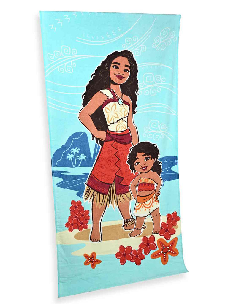 Yellow Bee Girls’ Disney Moana Island Spirit Bath Towel With Ocean Adventure Design (300 GSM) - Multi, 28 X 58 Inches- Angle View