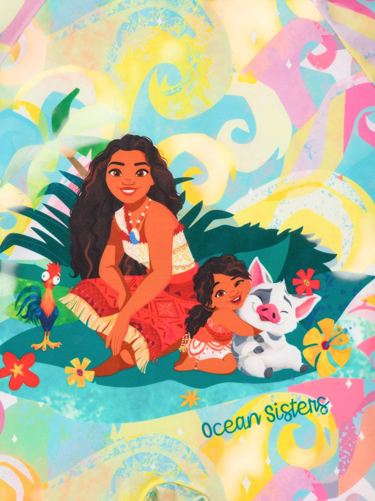 Yellow Bee Girls’ Disney Moana Swimsuit – Colorful One-Piece with Ocean Design-Showing Design