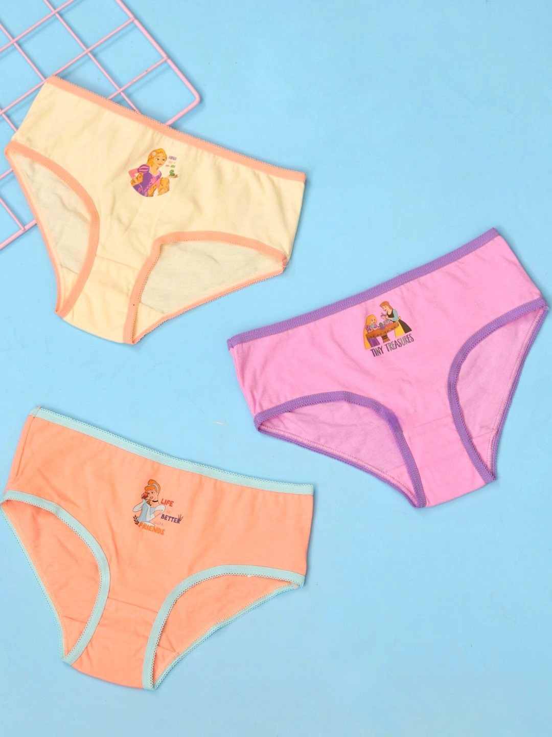 Disney Princess Cotton Underwear Set for Girls – Multi – Yellow