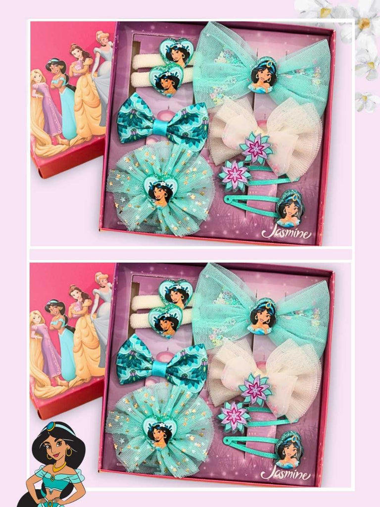Yellow Bee Girl's Disney Princess Jasmine Hair Accessory Gift Set– Teal & Purple, 16 Pieces-Creative View