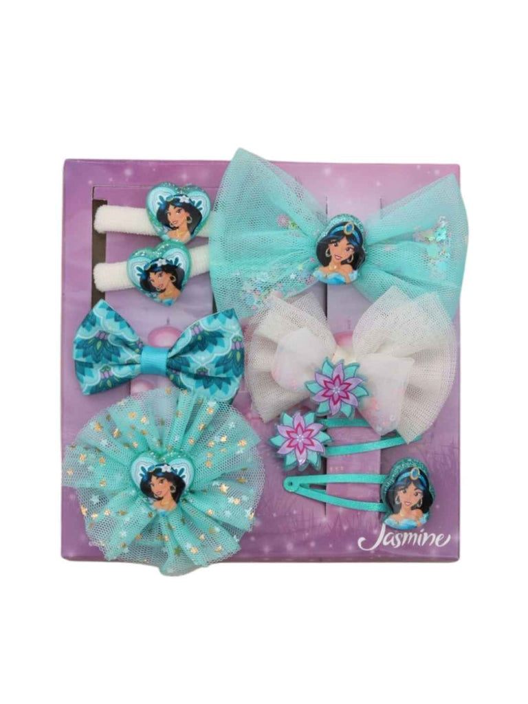Yellow_Bee_Girls_Disney_Princess_Jasmine_Hair_Accessory_Gift_Set_8_Pieces_Yellow_&_Pink-Close up view