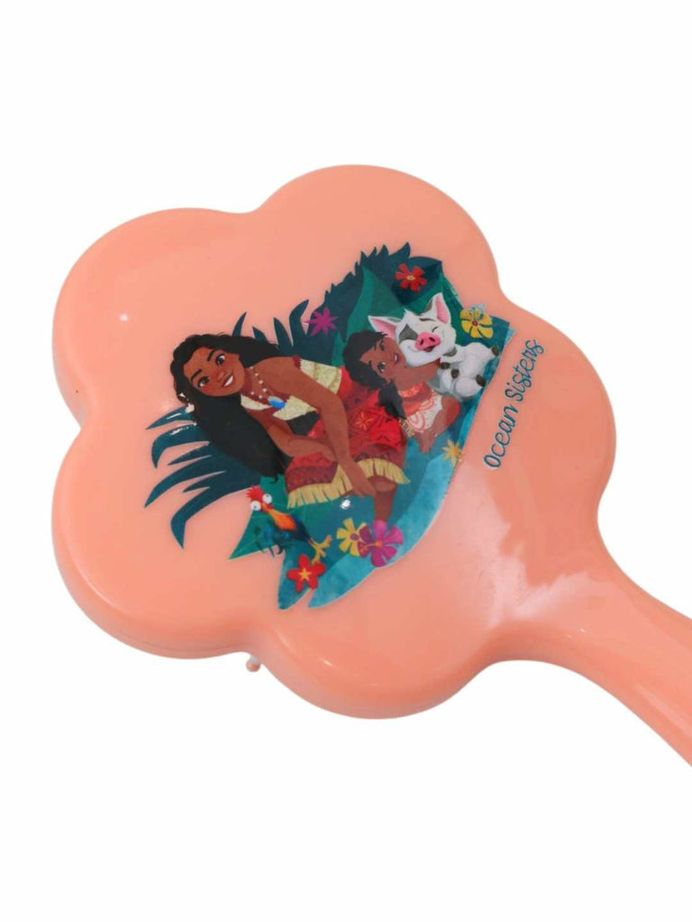 Yellow Bee Girls’ Disney Princess Moana Flower-Shaped Hairbrush-Peach-Close Up View
