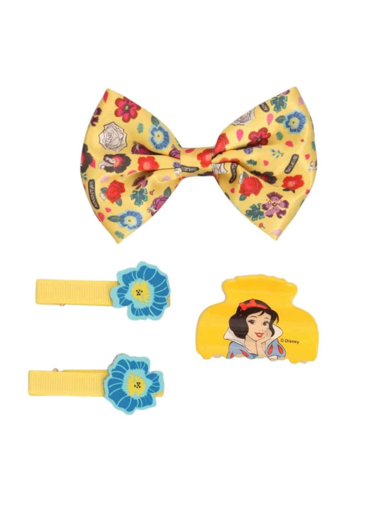 Yellow Bee Girls’ Disney Princess Snow White Hair Accessory Gift Set – 4 Pieces, Pink & Yellow- Close up view