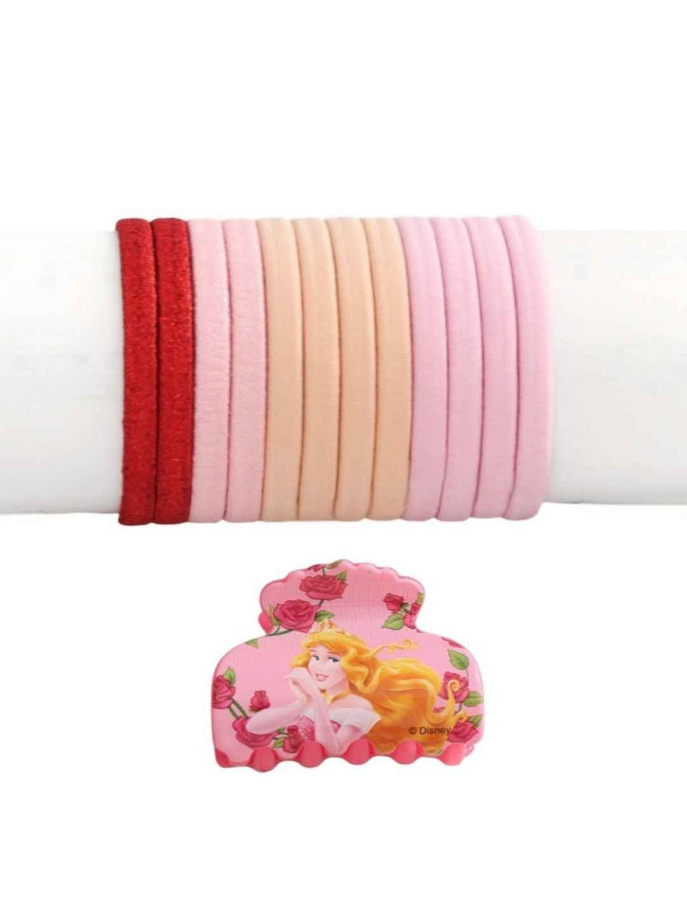 Yellow Bee Girls’ Disney Princess Aurora Hair Accessory Gift Set – 13 Pieces, Pink & Yellow- Full View