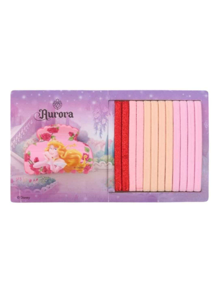 Yellow Bee Girls’ Disney Princess Aurora Hair Accessory Gift Set – 13 Pieces, Pink & Yellow- Front View