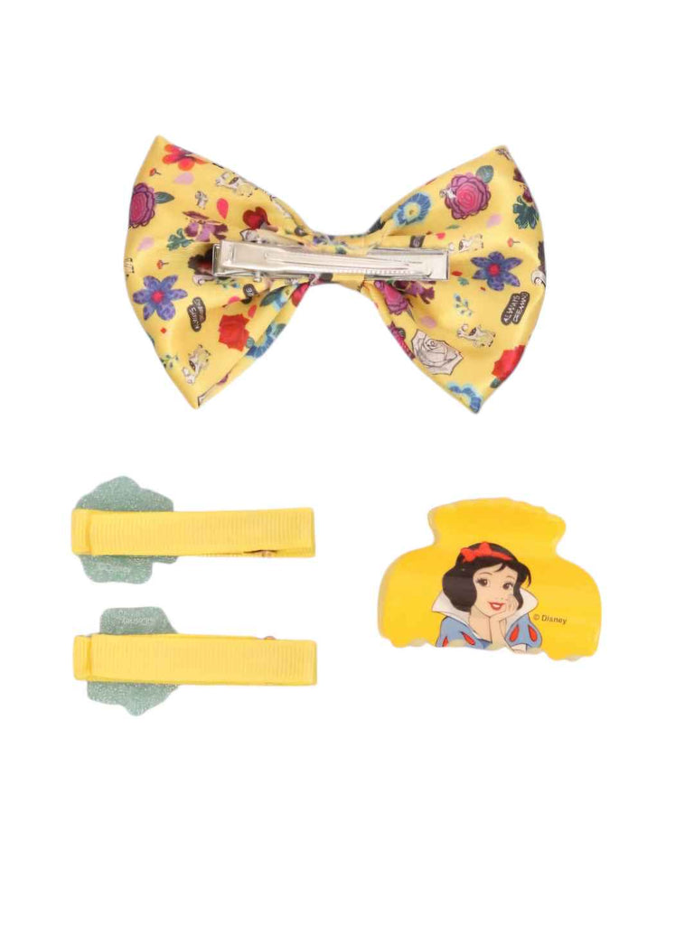 Yellow Bee Girls’ Disney Princess Snow White Hair Accessory Gift Set – 4 Pieces, Pink & Yellow- Back View