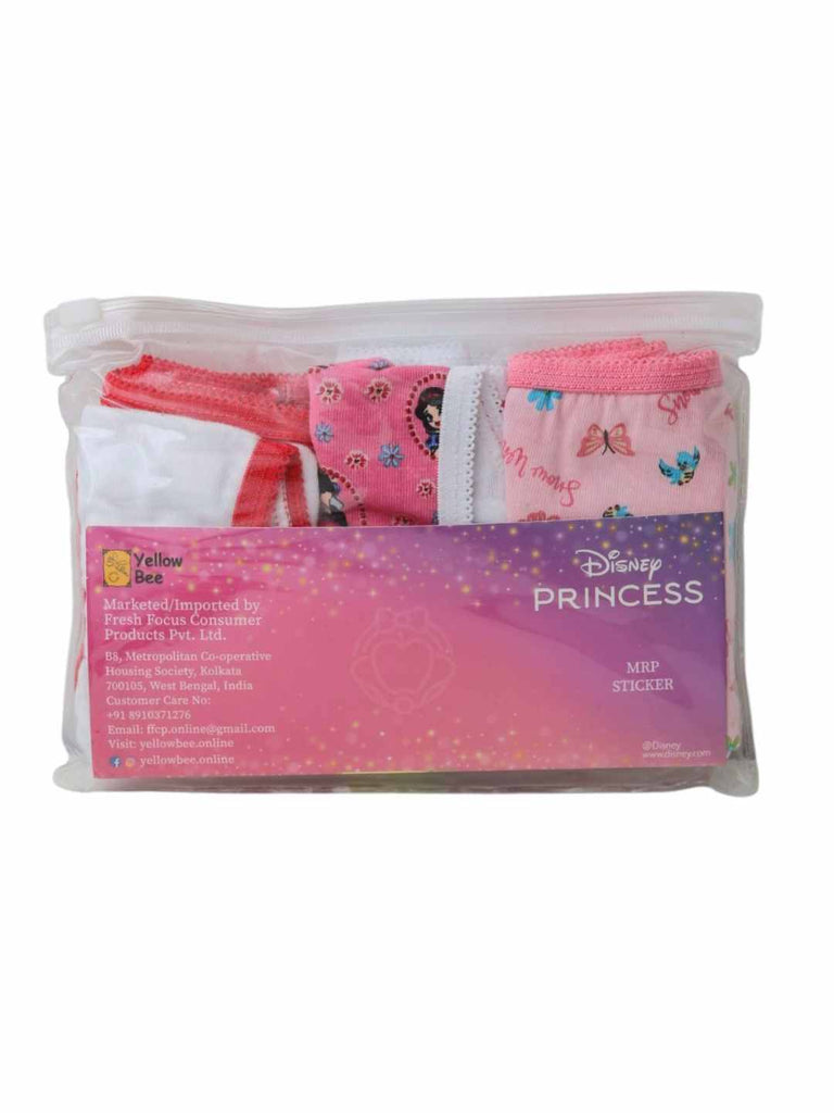 Back of Disney Princess Snow White underwear packaging with product details, clear zip pouch.