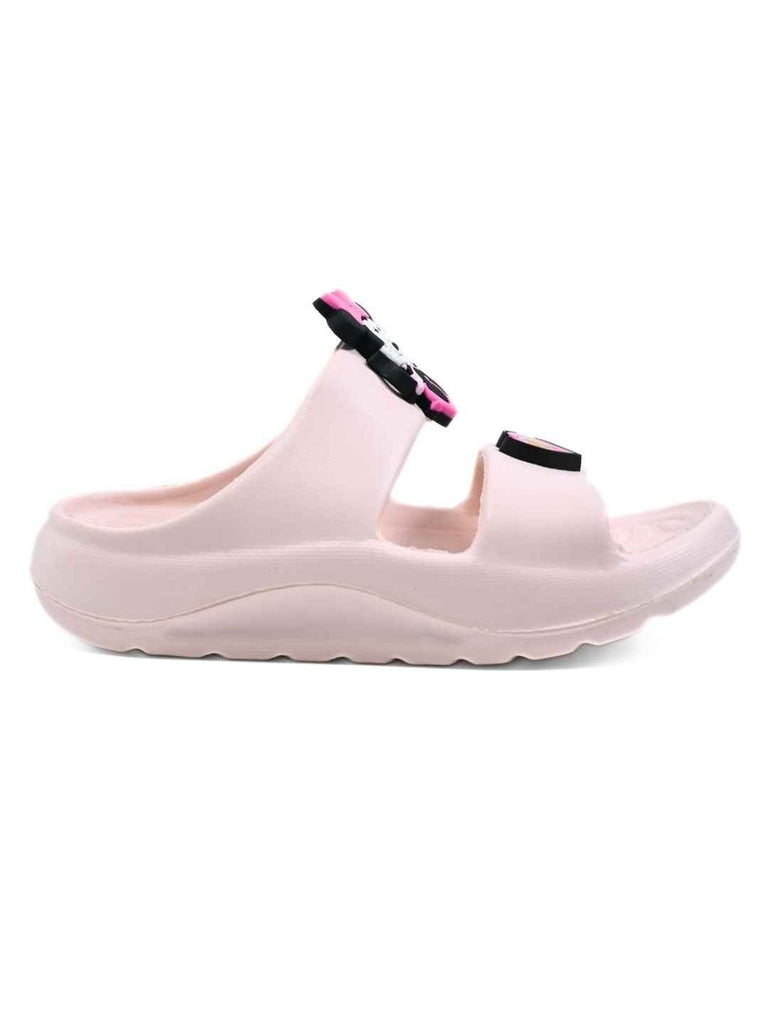 Yellow Bee Girls’ Disney Sandals – White Minnie & Daisy Duo with Heart & Star Charms-Side View