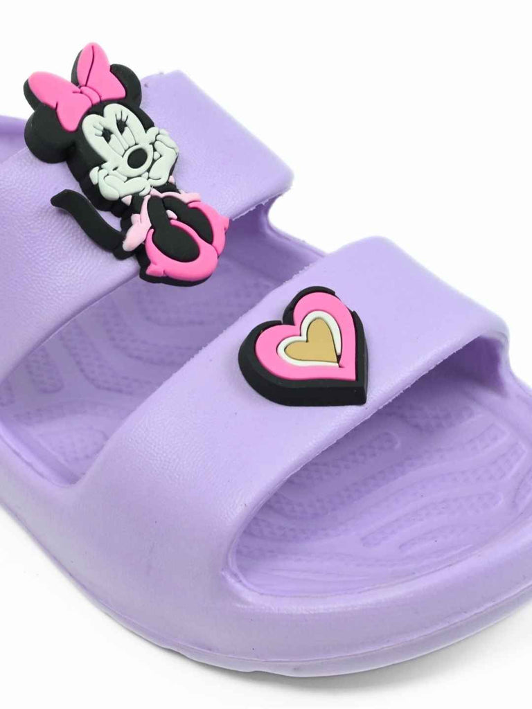 Yellow_Bee_Girls_Disney_Slides_Purple_Minnie_Daisy_Duo_with_Star_Heart_Charms_-_Close_Up_View