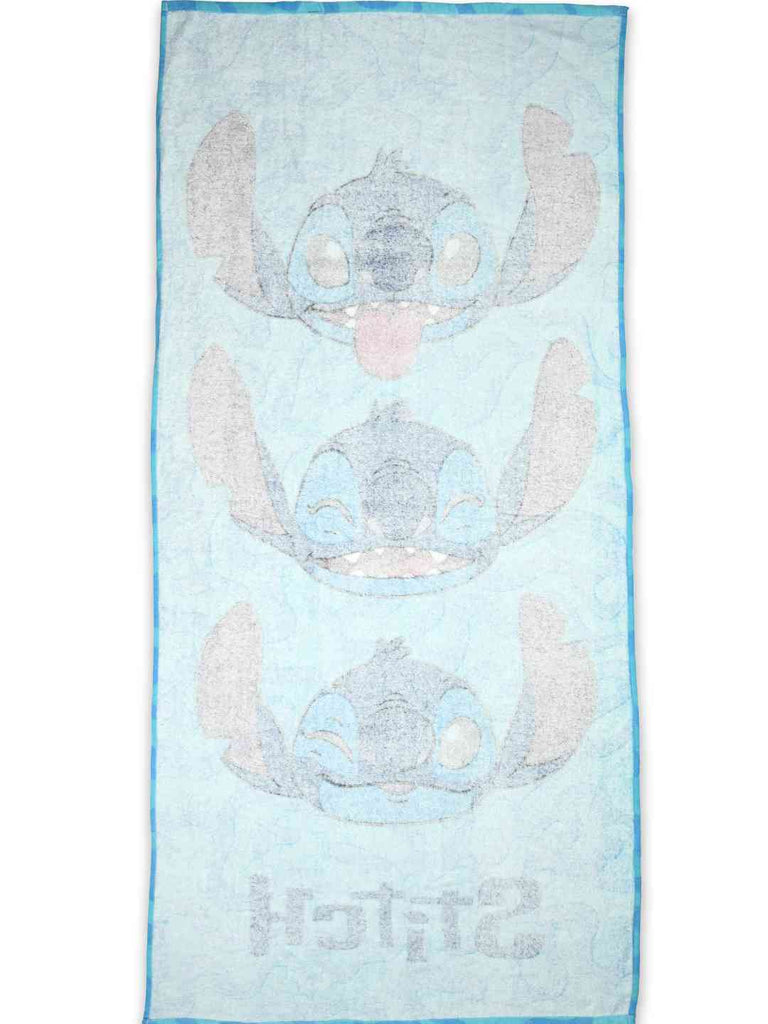 Yellow Bee Girl's Disney Stitch Bath Towel With Faces Design (300 GSM) - Blue, 28 X 58 Inches- Back View