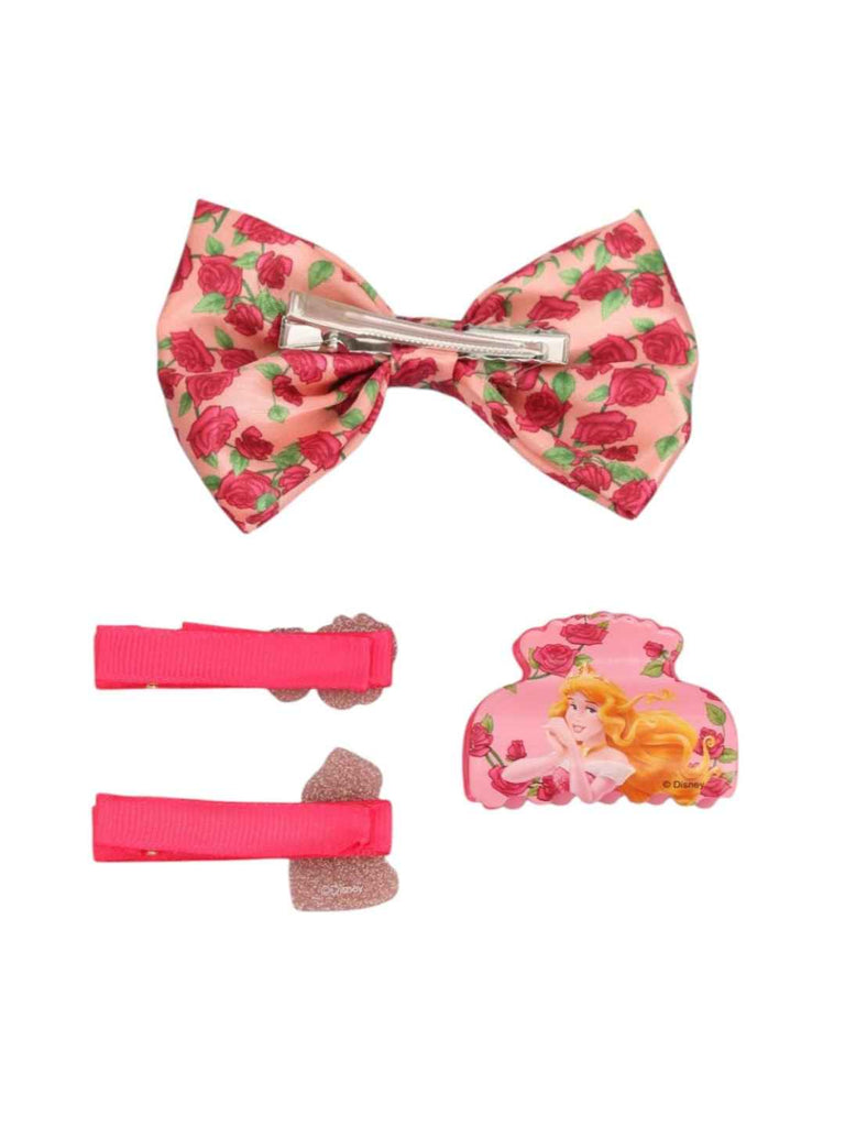 Yellow Bee Girls’ Disney  Princess Aurora Hair Accessory Gift Set – 4 Pieces, Pink & Blue- Back View