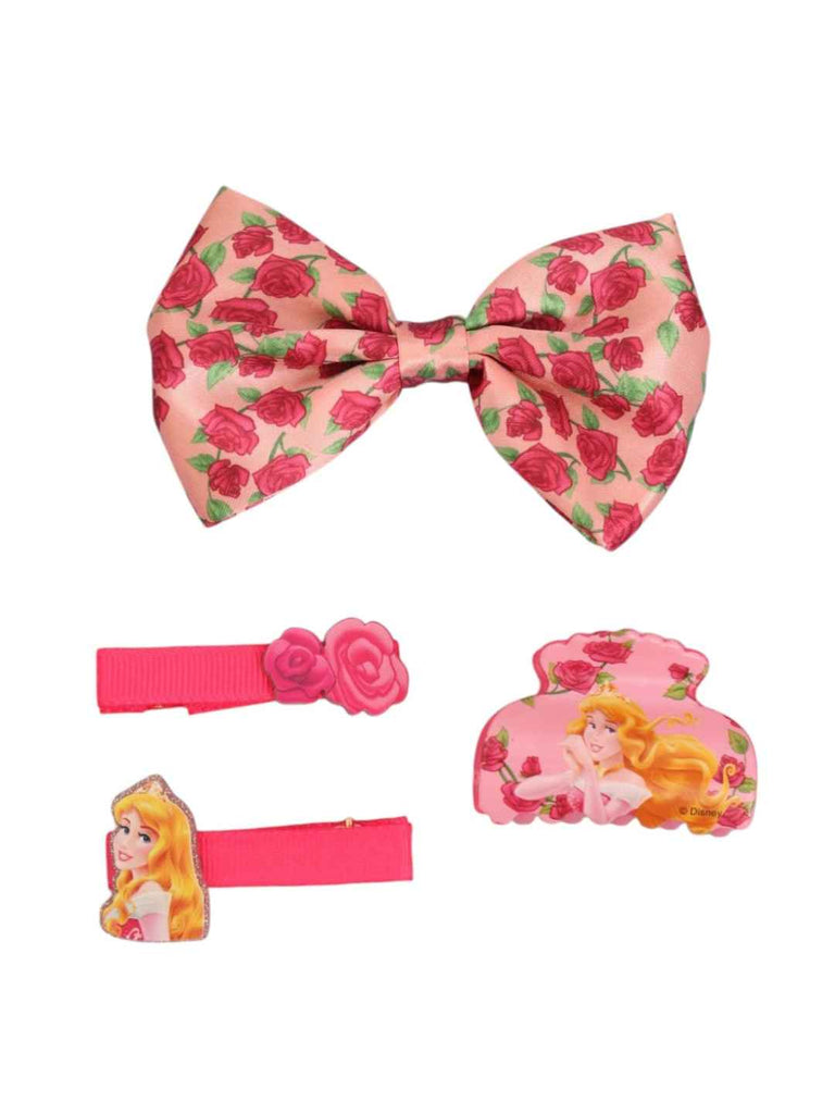 Yellow Bee Girls’ Disney  Princess Aurora Hair Accessory Gift Set – 4 Pieces, Pink & Blue- Close up view