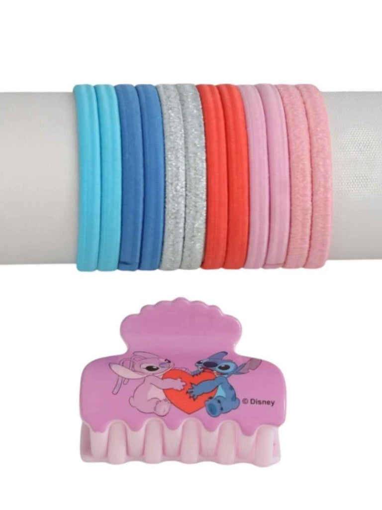 Yellow Bee Girls’ Disney Stitch Hair Accessory Gift Set – 13 Pieces, Pink & Blue- Close up view