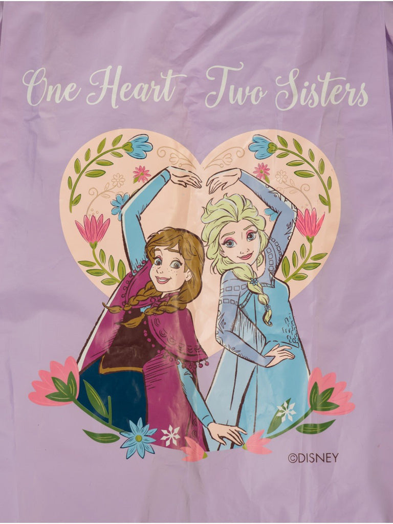 Yellow_Bee_Girls_Lavender_Disney_Frozen_Raincoat_Elsa_and_Anna_One_Heart_Two_Sisters_Design- Print View