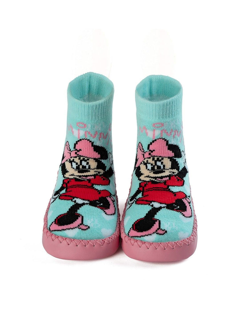 Yellow_Bee_Girls_Minnie_Mouse_Cozy_Leather_Socks_-_Aqua_Pink-_Full_Front_View_1