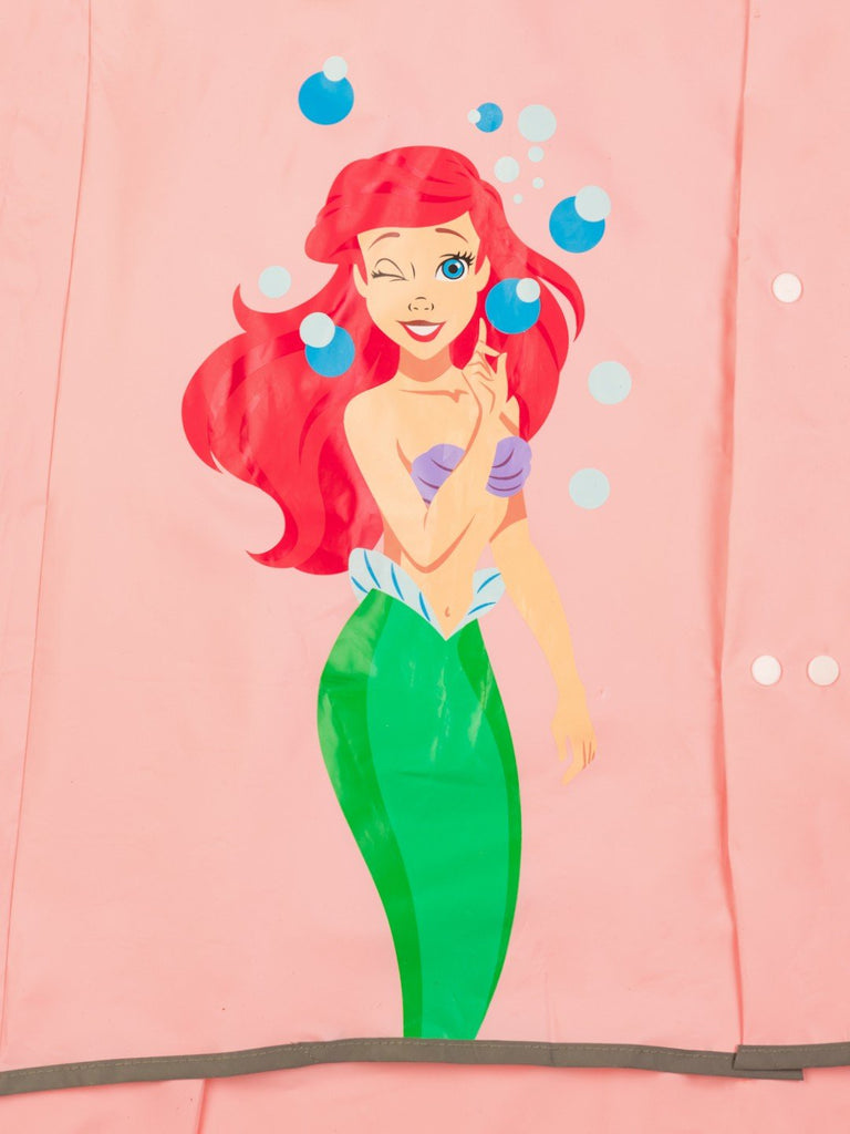 Yellow Bee Girls' Pink Disney Raincoat Featuring with Ariel, Belle, Cinderella, Aurora Design-1