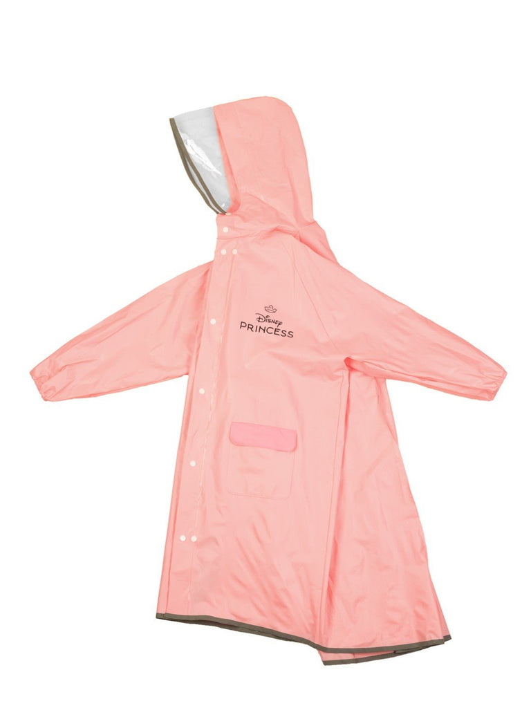 Yellow Bee Girls' Pink Disney Raincoat Featuring with Ariel, Belle, Cinderella, Aurora Design- Side View