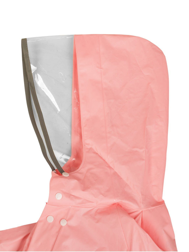 Yellow Bee Girls' Pink Disney Raincoat Featuring with Ariel, Belle, Cinderella, Aurora Design- Cap Close Up View