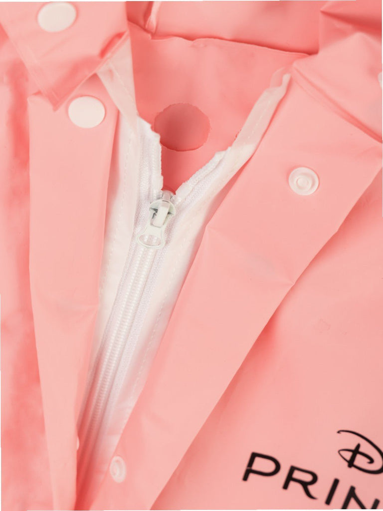 Yellow Bee Girls' Pink Disney Raincoat Featuring with Ariel, Belle, Cinderella, Aurora Design-1