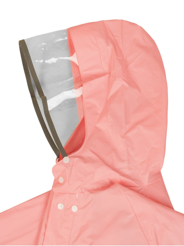 Yellow Bee Girls' Pink Disney Raincoat – Minnie Mouse, Daisy Duck & Figaro “Friends Forever” Design- Cap View