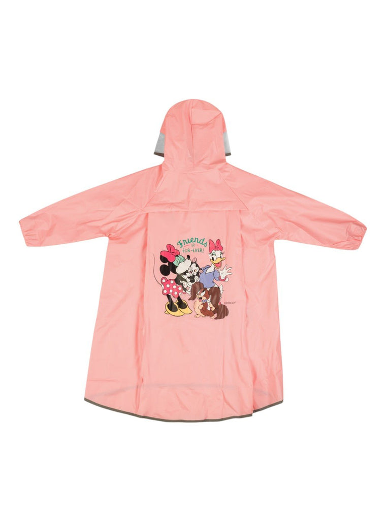 Yellow Bee Girls' Pink Disney Raincoat – Minnie Mouse, Daisy Duck & Figaro “Friends Forever” Design- Back View