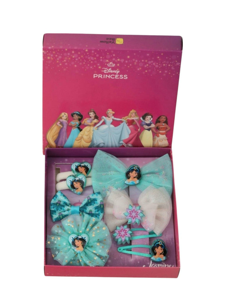 Yellow Bee Girl's Princess Jasmine & Minnie Mouse Hair Accessory Gift Set- 16 Pieces-Angle View