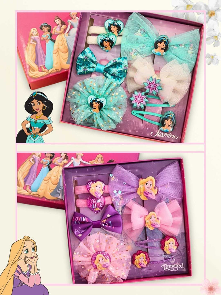 Yellow Bee Girl's Princess Jasmine & Rapunzel Hair Accessory Gift Set– 16 Pieces-Creative view