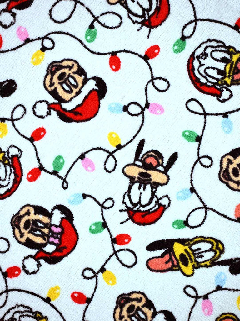 Yellow Bee Kids' Disney Mickey & Friends Towel with Festive Lights Design (300 GSM) - White , 38 x 64 Cm-Close up view