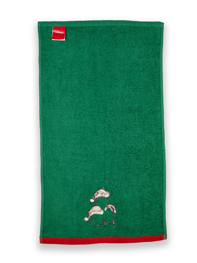 Yellow Bee Kid's Disney Mickey, Goofy & Donald Towel with Santa Hat Design(300 GSM) - Green , 38 x 64 Cm- Back View