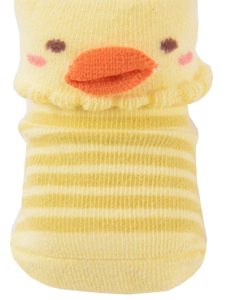 Yellow Duck Baby Socks with Stripes Zoom View - Yellow Bee